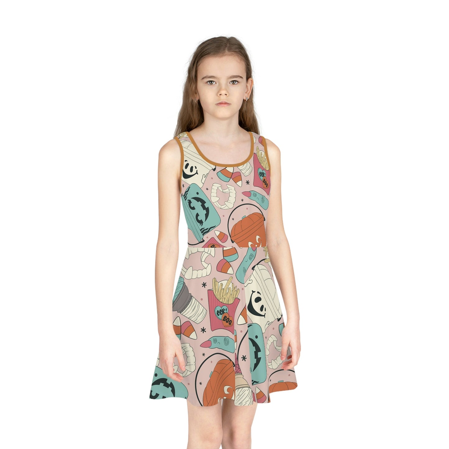 Boho Halloween Container Girls' Sleeveless Sundress (AOP) All Over PrintAOPAOP Clothing#tag4##tag5##tag6#