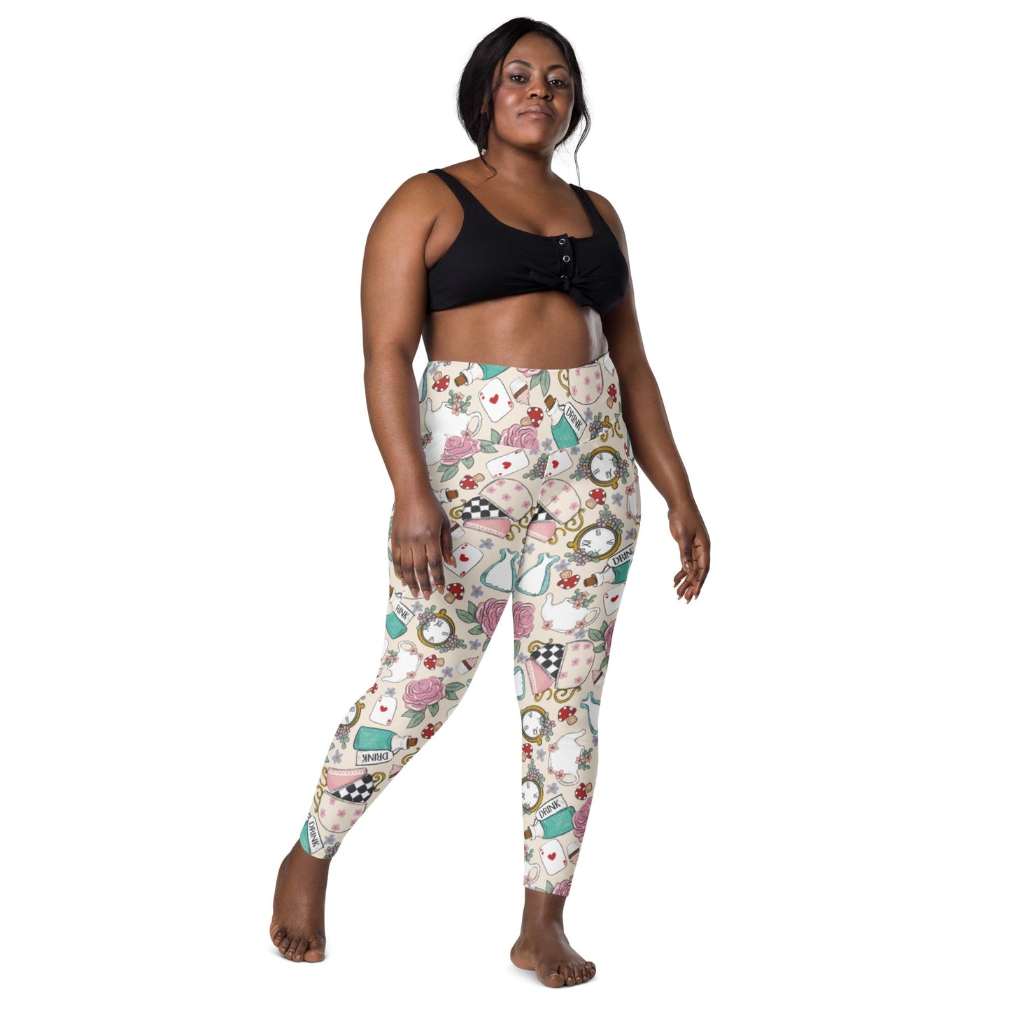 Down the rabbit hole Alice inspired Leggings with pockets happiness is addictive#tag4##tag5##tag6#