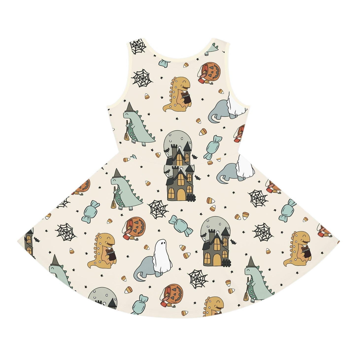 Halloween Dinos Girls' Sleeveless Sundress (AOP) All Over PrintAOPAOP Clothing#tag4##tag5##tag6#