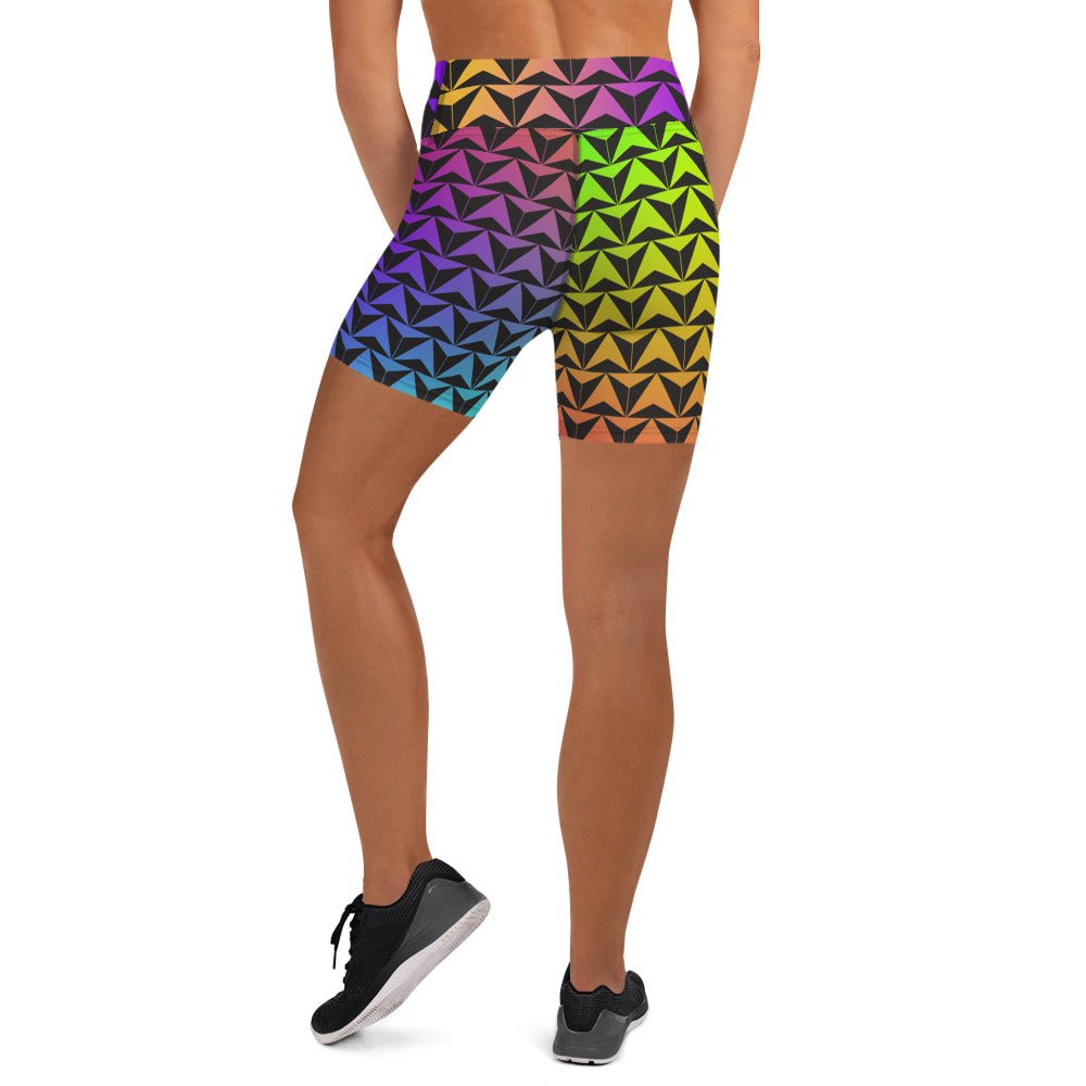 Neon Rainbow Spaceship Future World Inspired Yoga Shorts cosplaydisney adultdisney dress#tag4##tag5##tag6#