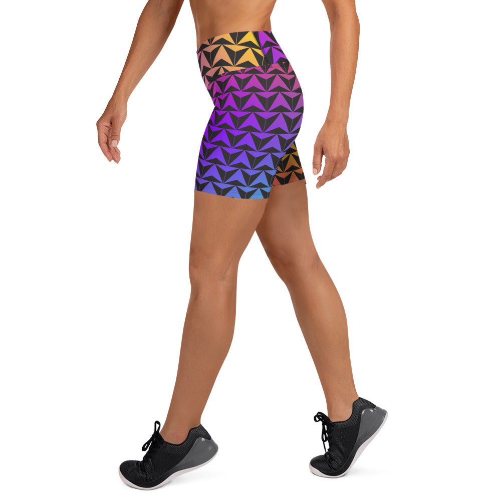 Neon Rainbow Spaceship Future World Inspired Yoga Shorts cosplaydisney adultdisney dress#tag4##tag5##tag6#